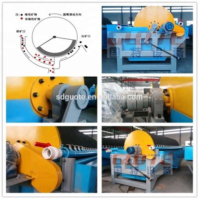 2350 KG nat proces Mineraalseparator met lage intensiteit Droge magnetische trommelseparator met Gauss
